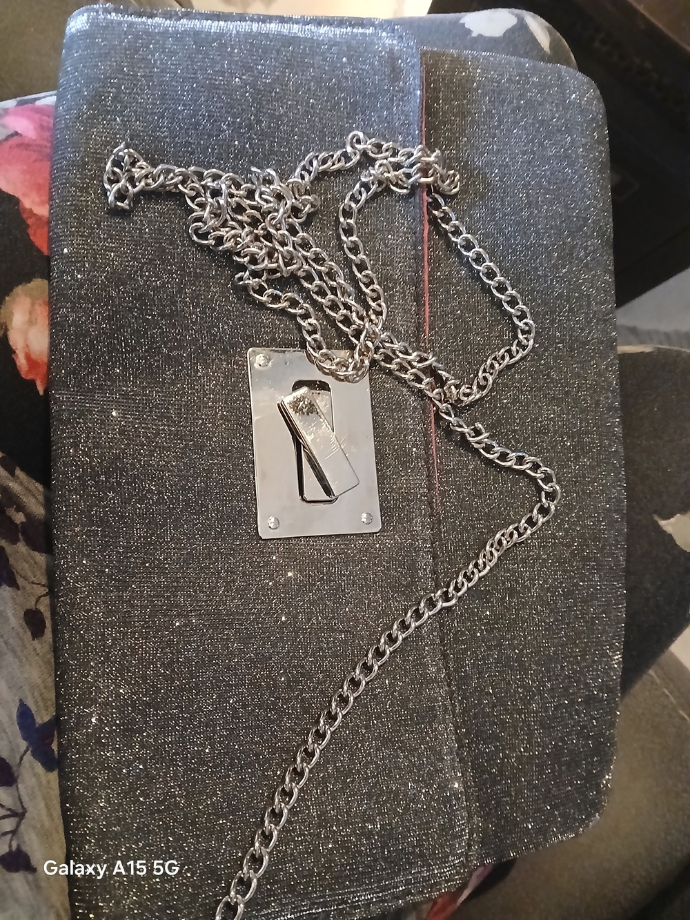 Steve Madden Black Glitter Chain Crossbody Bag